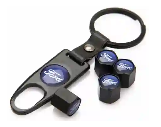 Tapa Valvulas Llanta Llavero Kit Accesorios Carro Ford