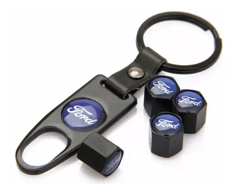 Tapa Valvulas Llanta Llavero Kit Accesorios Carro Ford