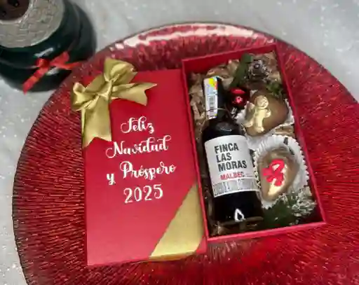 Caja De Lujo Vino Mini Con Fresas Con Chocolate - Navidad