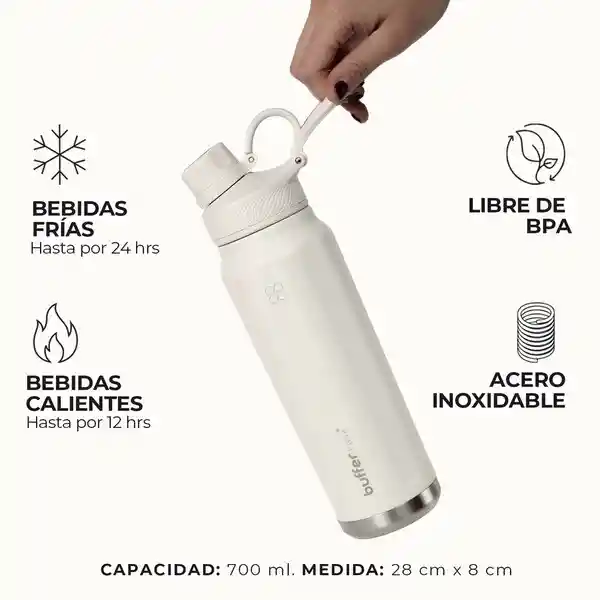 Termo Botella Agua Termica Acero Inoxidable Buffer + Tapas