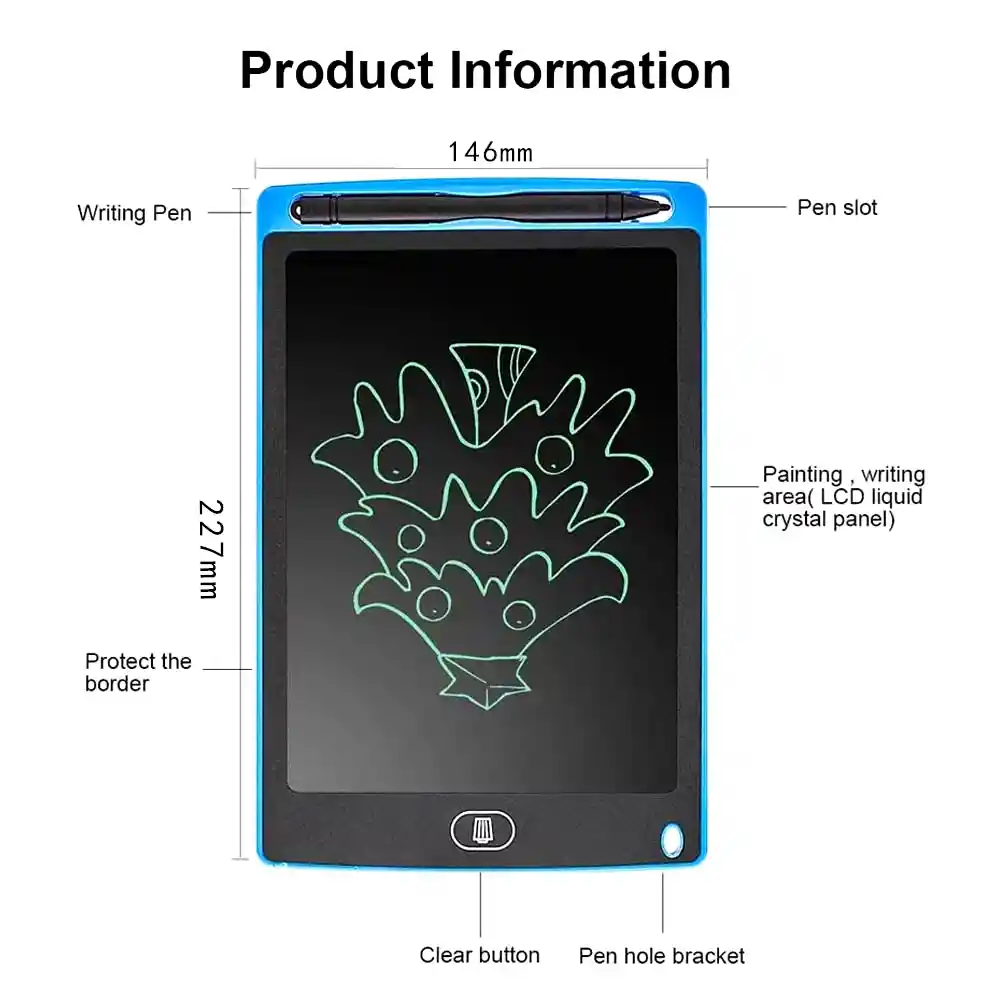 Tablet De Escritura Y Dibujo Lcd Para Niños De 8.5 Pulgadas Black