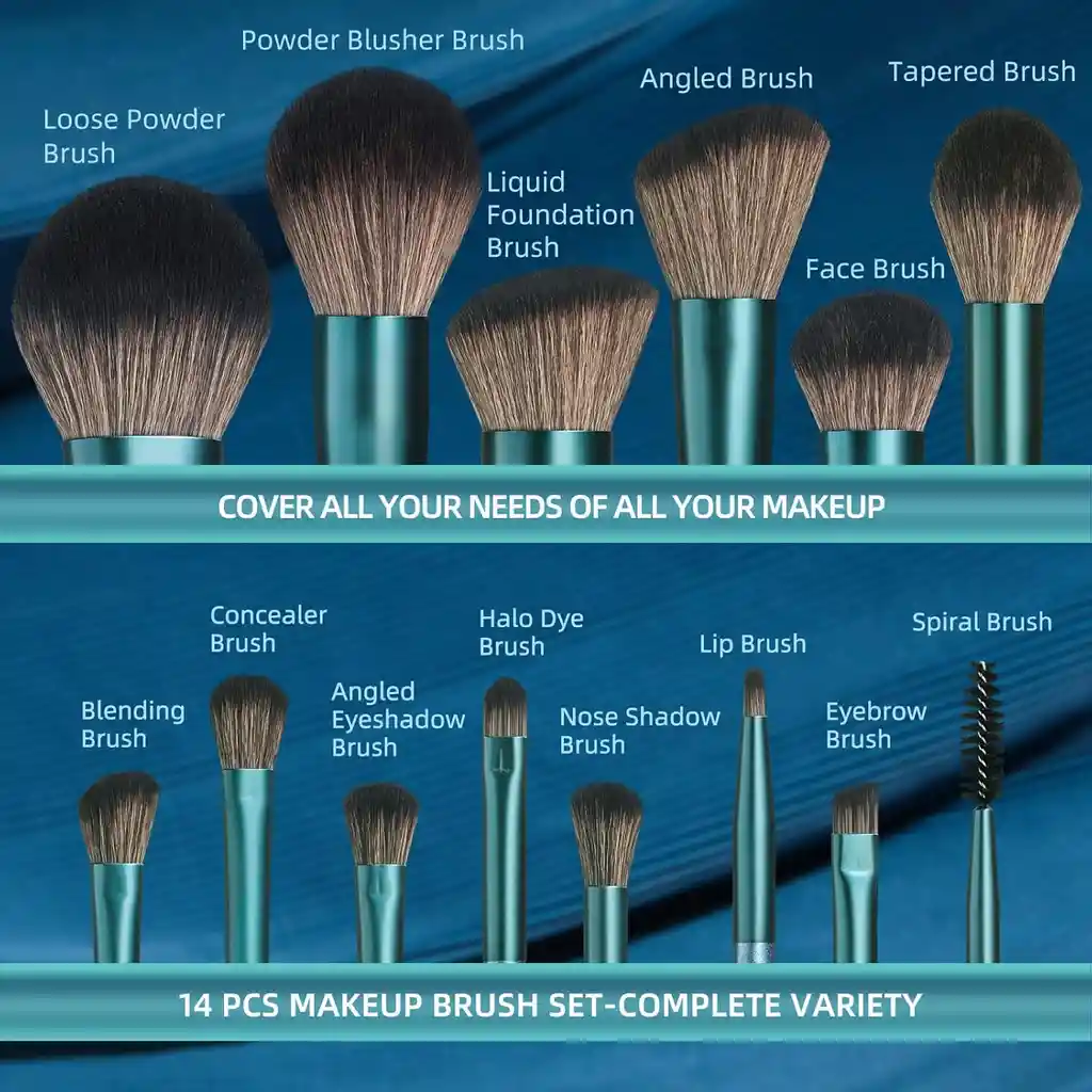 Brochas Maquillaje Profesional Bs Mall Set 14 Brochas