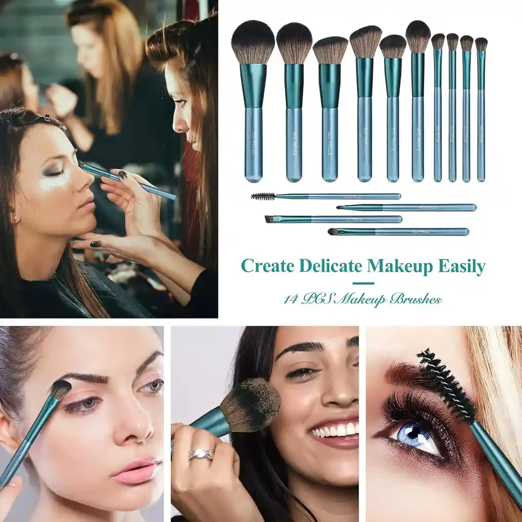 Brochas Maquillaje Profesional Bs Mall Set 14 Brochas