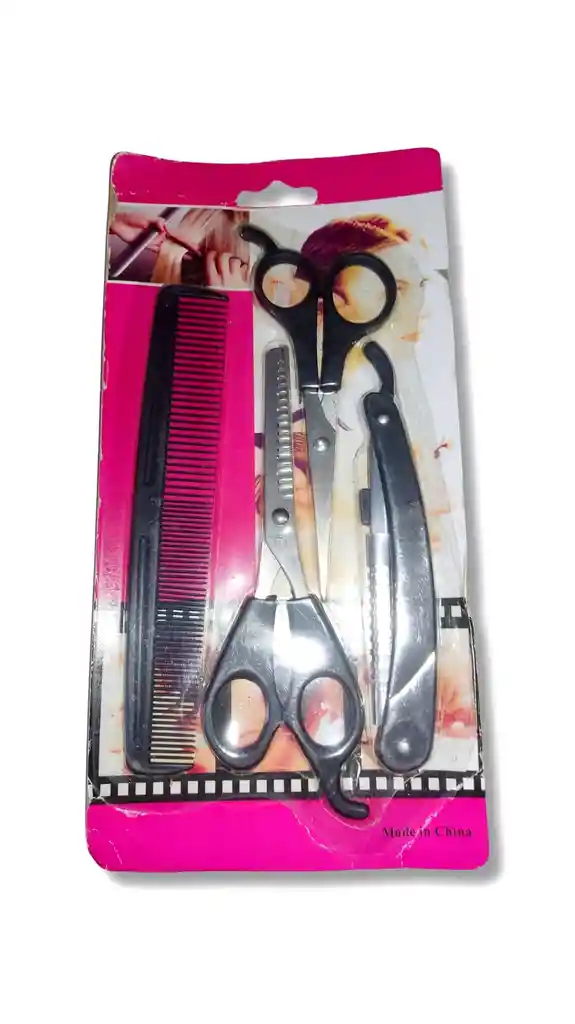 Kit Navaja + 2 Tijeras + Peinilla/ Barbería/cabello