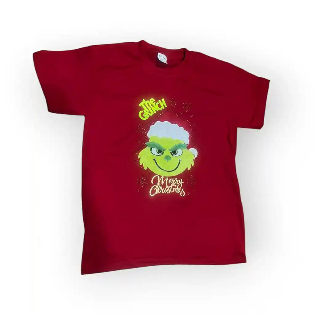 Camiseta Roja Feliz Navidad Talla S Diseño El Grinch En Algodon