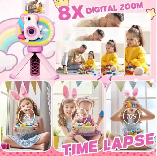 Camara Digital Lente Abatible Selfie Para Niños Tripode
