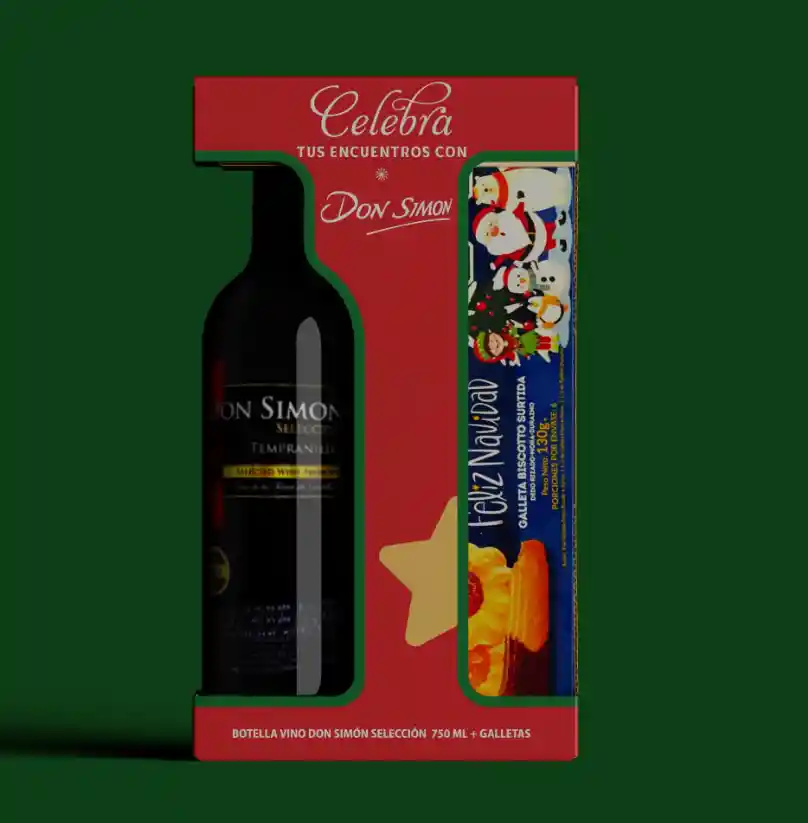 Matrimonio Vino Importado Don Simon 750ml + Galleta Navideña