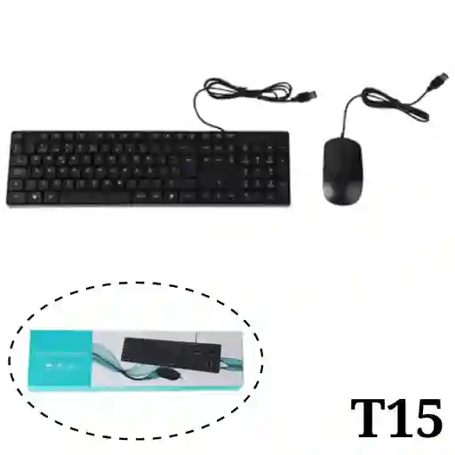 Combo Teclado Y Mouse Ergonomico Alambrico T15