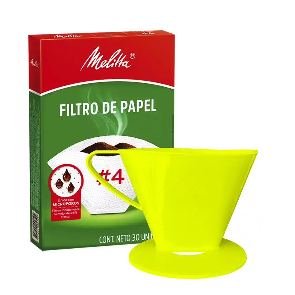 Melitta Portafiltro Verde Lima Tamaño #4 (8 Tazas) + 30 Filtros