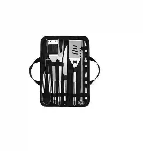 Set Utensilios Asados Parrilero Acero Inoxidable Estuche