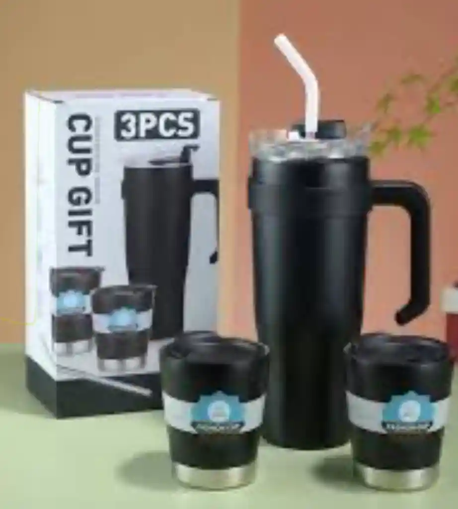 Termo Cup Gift 3 Piezas (negro)