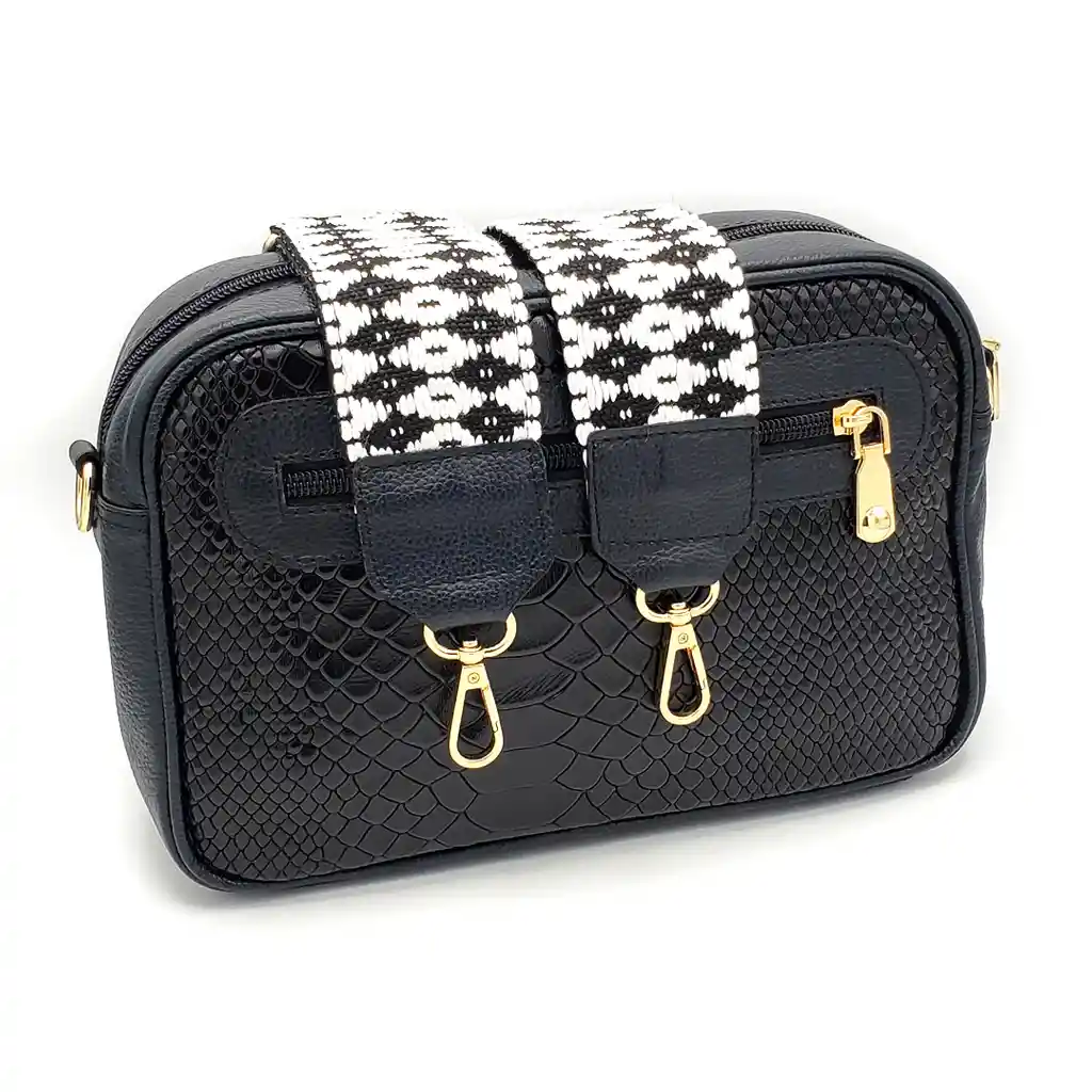 Bolso Pequeño Para Dama Cuero Genuino Negro