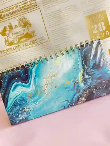 Planeador Semanal Marmol Azul What A Week Planner