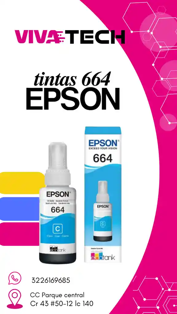 Tinta 664 Epson Azul Original