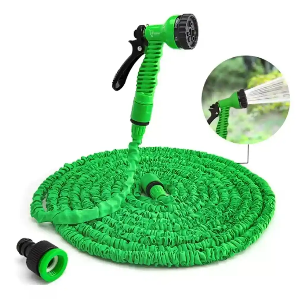 Manguera Expandible Flexible 30 Metros Con Aspersor Jardin Color Verde