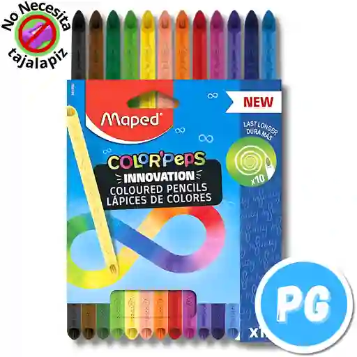 Caja De Colores Maped Infinity X12 Unds Unipunta Colores Que No Necesitan Tajalapiz