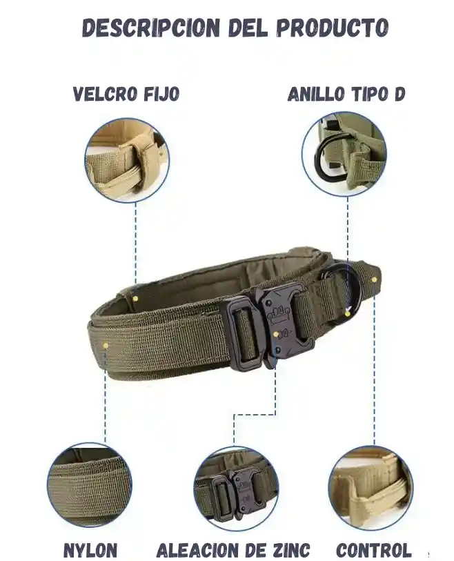 Tactical Collar Verde M, L O Xl