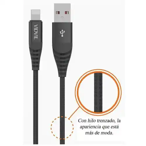 Cable Carga Rapida Apple Lightning Negro Vidvie Cb491i