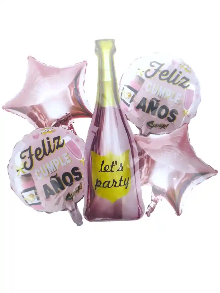 Globos Metalizados Fiesta Cumpleaños Champagne X5 Und