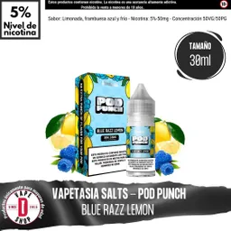 Pod Punch Blue Razz Lemon Salts - 5%-50mg/30ml - Vapetasia