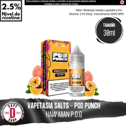 Pod Punch Hawaiian P.o.g. Salts - 2.5%-25mg/30ml - Vapetasia