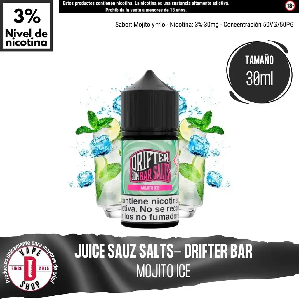 Drifter Bar Mojito Ice Salts - 3%-30mg/30ml - Juice Sauz