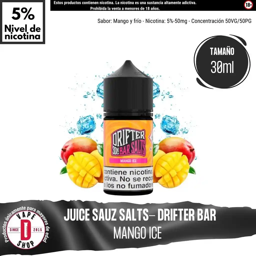 Drifter Bar Mango Ice Salts - 5%-50mg/30ml - Juice Sauz