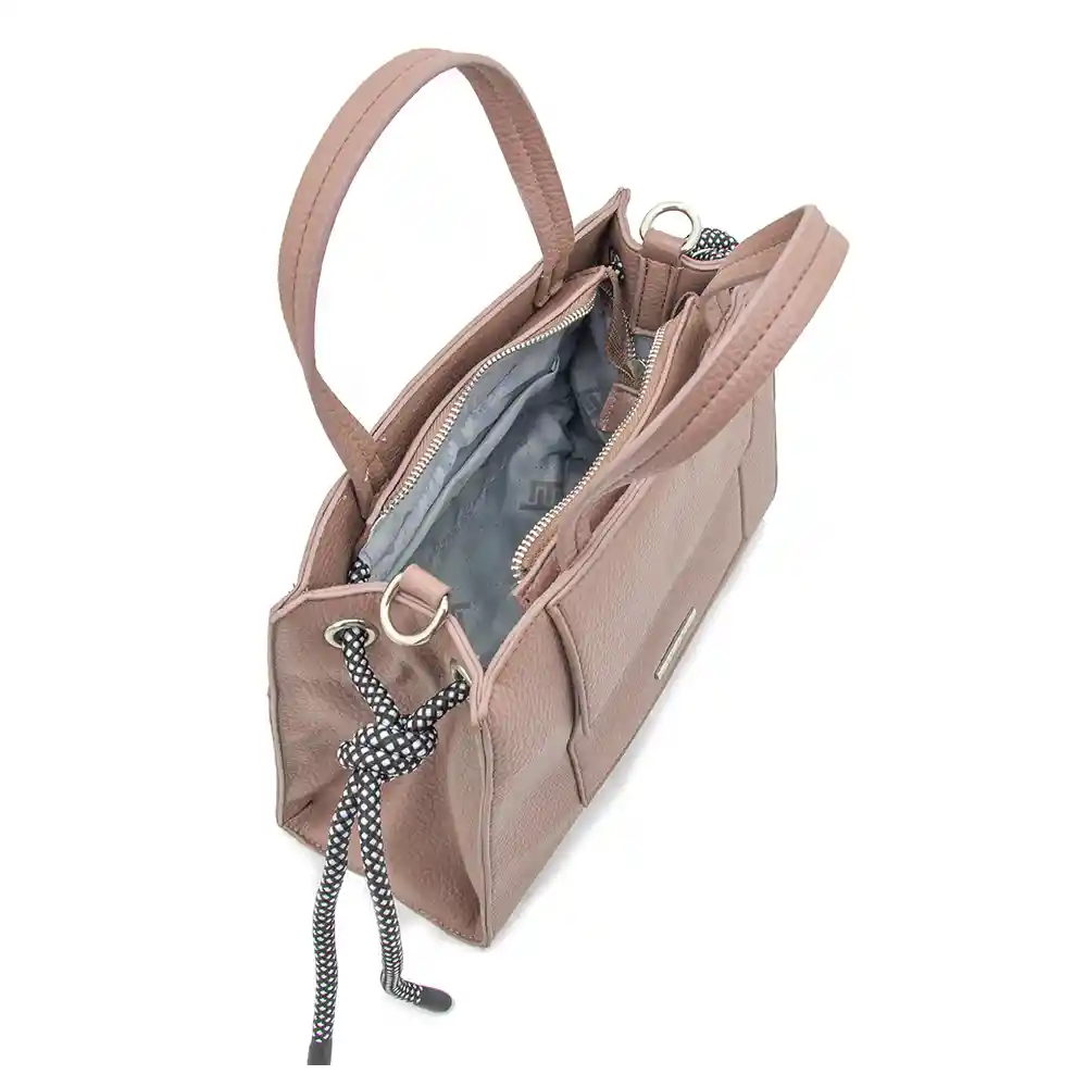 Bolso Tote Con Bolsillo Frontal Y Llavero Decorativo
