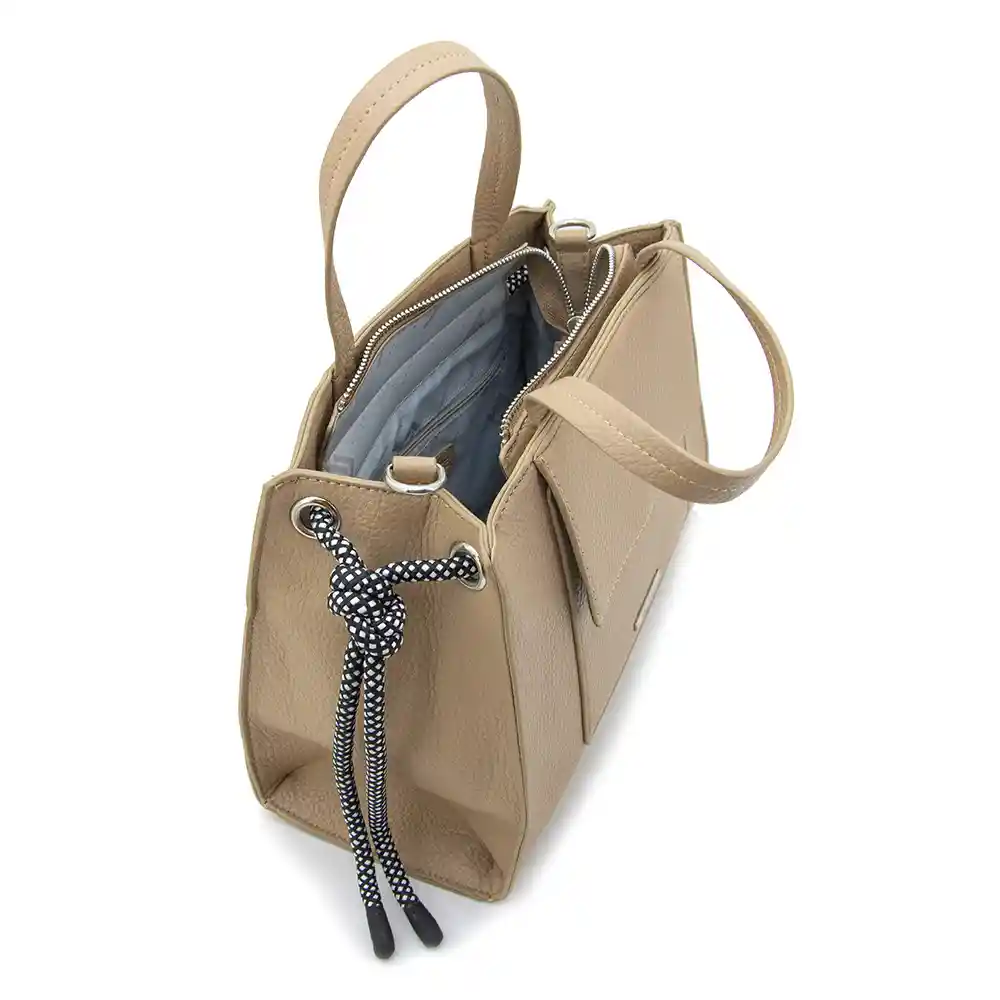 Bolso Tote Con Bolsillo Frontal Y Llavero Decorativo