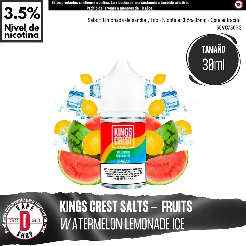 Fruits Watermelon Lemonade Ice Salts - 3.5%-35mg/30ml - Kings Crest