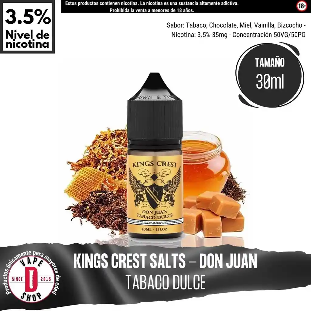 Don Juan Tabaco Dulce Salts - 3.5%-35mg/30ml - Kings Crest