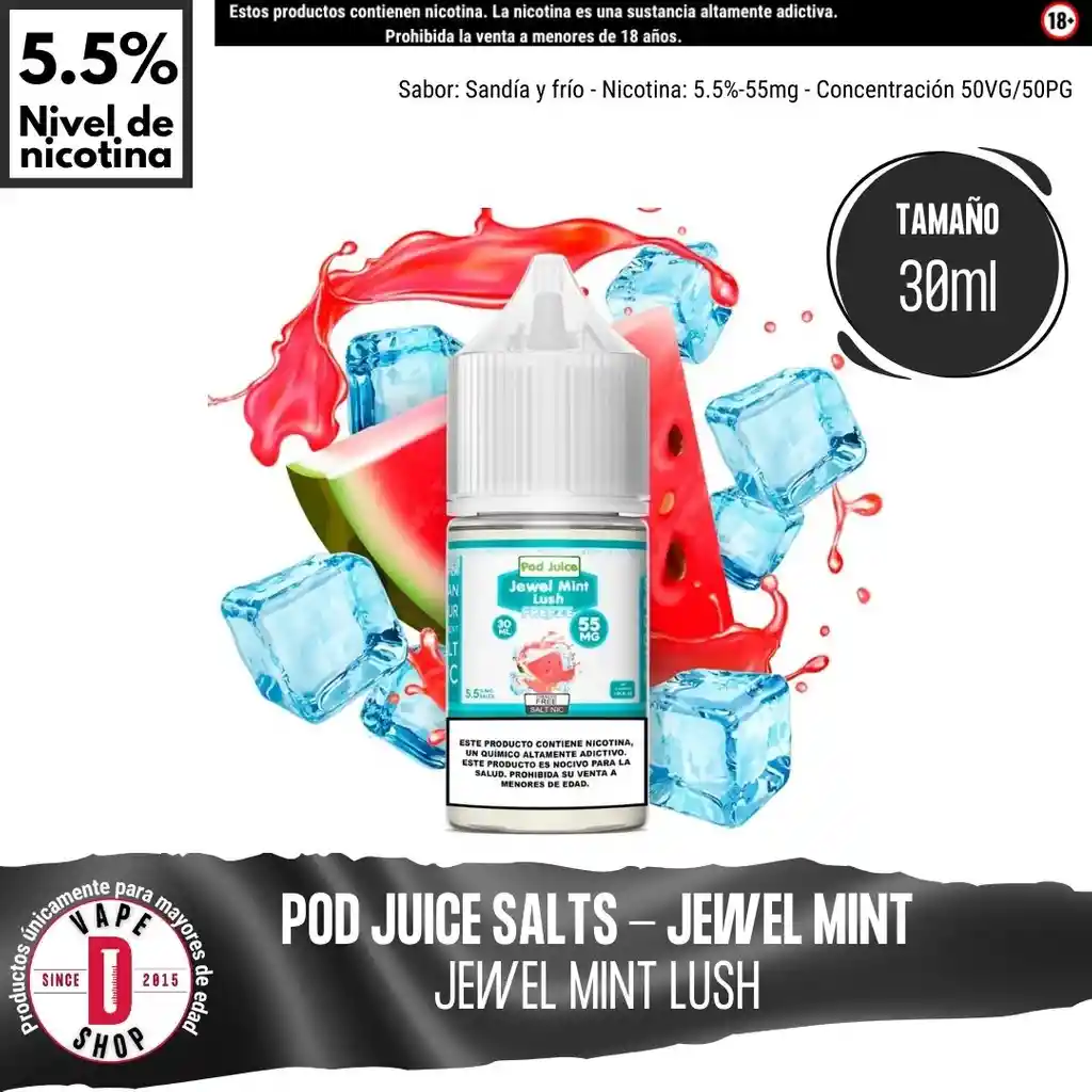 Jewel Mint Lush Salts - 5.5%-55mg/30ml - Pod Juice