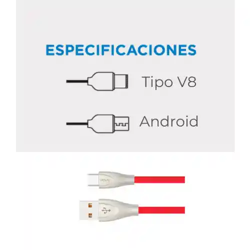 Cable Micro Usb Ebs Data Cable V8 1,20m Rojo Vidvie Cb435