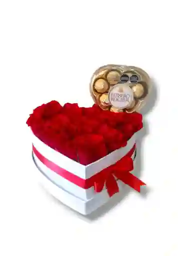 Caja Corazón Con Rosas Y Chocolates