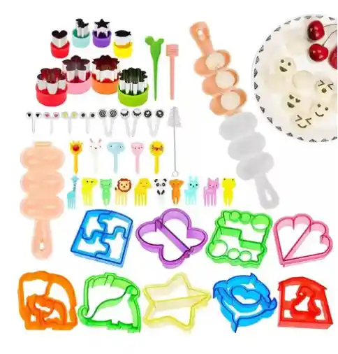 Kit Cortador De Fruta Verdura Figuras Moldes Lonchera 45 Pzs