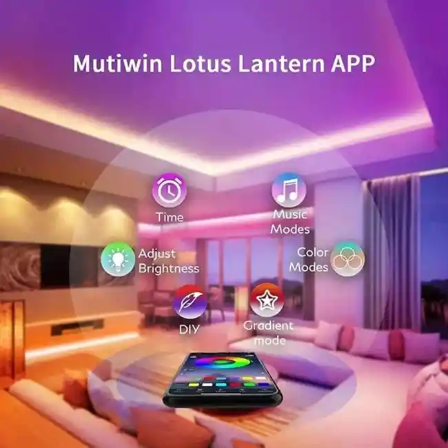 Cinta Led Tira Luces 30m Rgb Multicolor Control Y Bluetooth