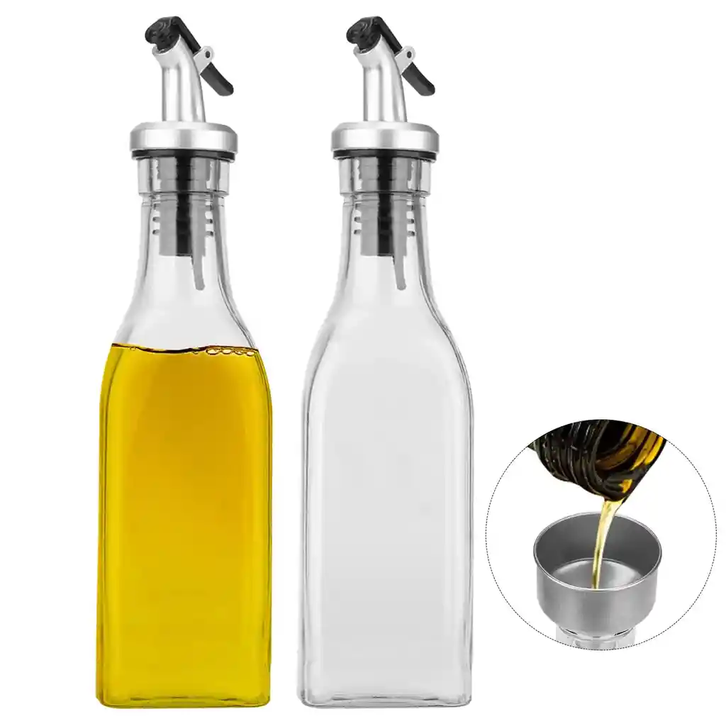 Set X 2 Aceitera Vinagrera Botella Dispensador Vidrio Cocina 150 Ml