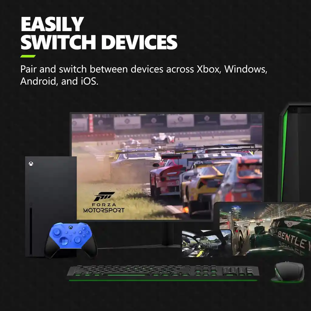 Control Xbox Series Xs One Pc Audio Avanzado Mapeable Chat/ Mando Inalámbrico Para Juegos Xbox Elite Series 2 Core, Color Azul, Para Xbox Series X|s, Xbox One, Pc Con Windows, Android E Ios