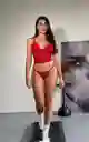 Conjunto Lenceria Alma Rojo En Encaje Top Y Panty Talla Única