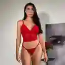 Conjunto Lenceria Alma Rojo En Encaje Top Y Panty Talla Única