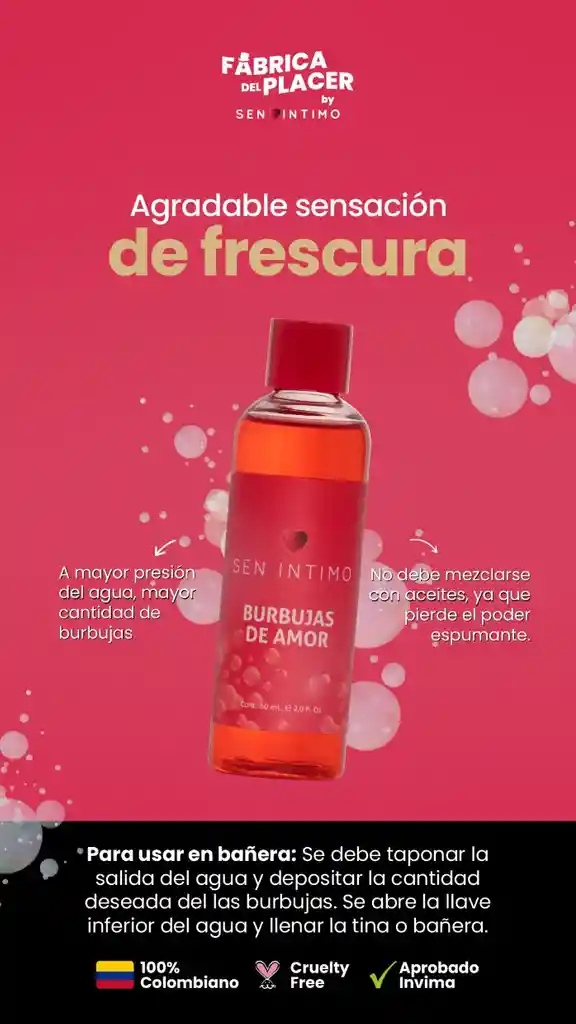 Espuma De Baño Burbujas De Amor Sen Íntimo Jabón Para Tina X 60 Ml
