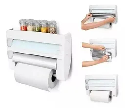 Dispensador Rollo Papel Cocina 4 En 1 Cortador Aluminio Papel