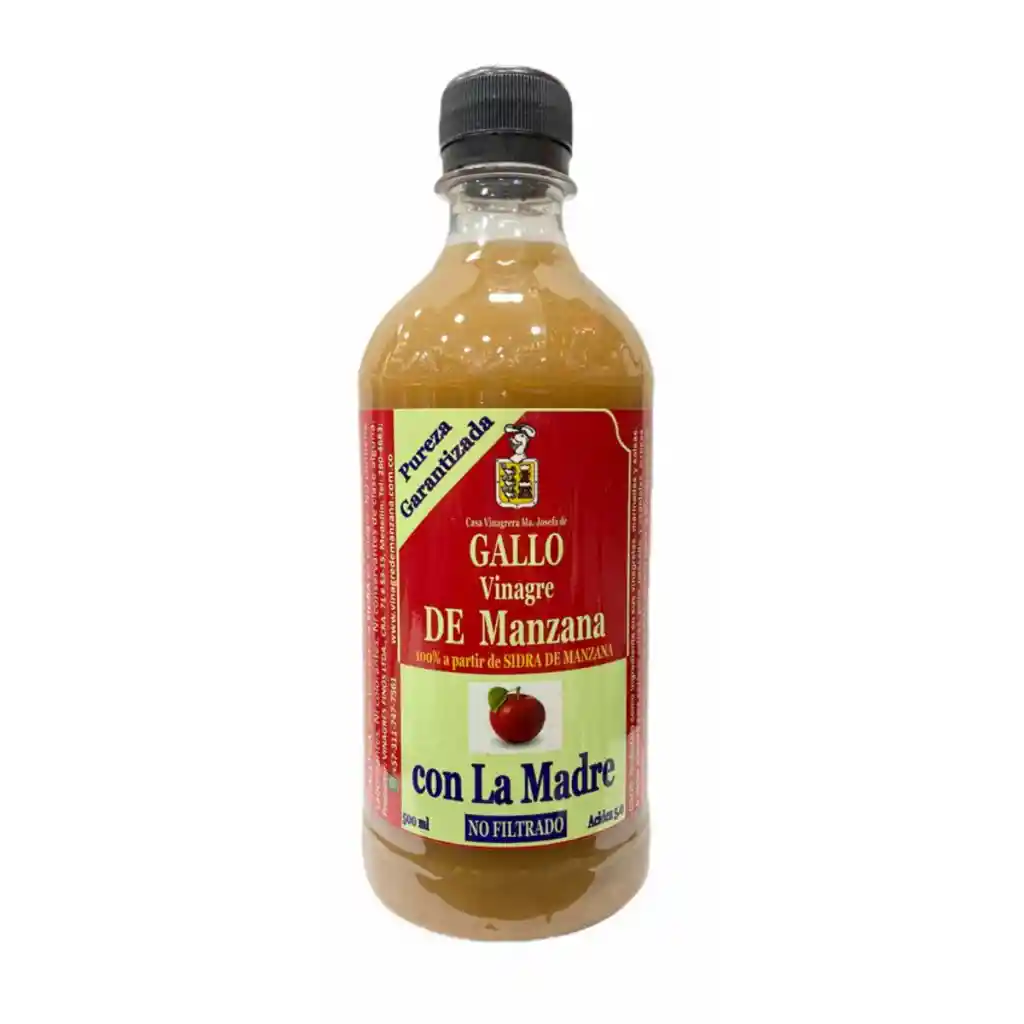 1 Vinagre Gallo Cidra Manzana Organico Con La Madre 500ml