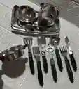Accesorios Para Cocina Niñas Ollas + Cubiertos + Estufa Metalizada Juguetes Para Niñas