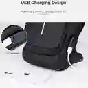 Bolso Tipo Canguro Antirobo Negro Impermeable Con Clave Y Puerto Usb