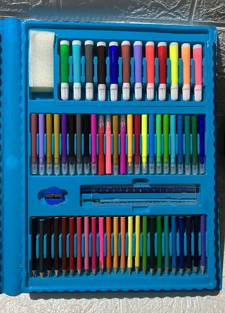 Set De Arte 208 Piezas Niño Marcadores + Crayolas + Colores + Plumones Etc