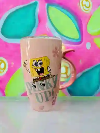 Mug O Taza Con Pitillo Bob Esponja Rosa