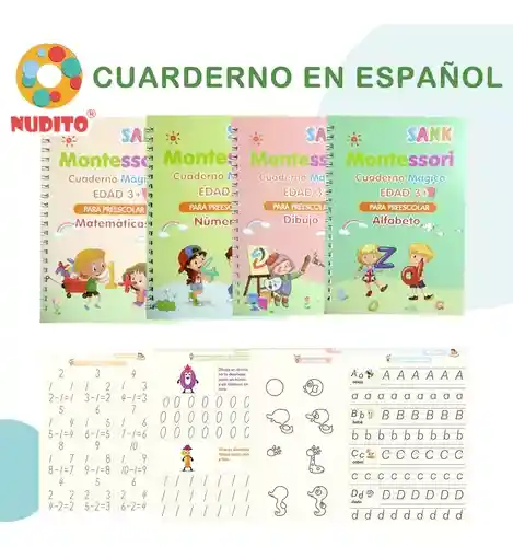 4 Libro Mágico Español Cuaderno Caligrafía Reutilizable Niño