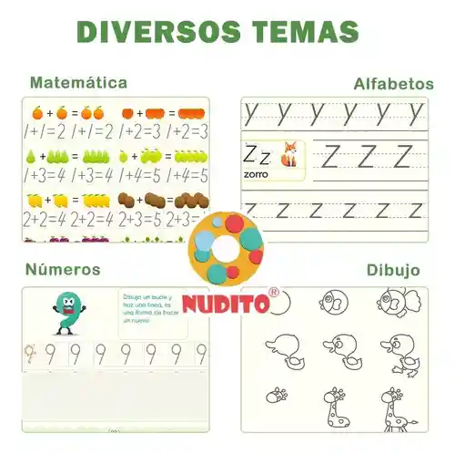 4 Libro Mágico Español Cuaderno Caligrafía Reutilizable Niño