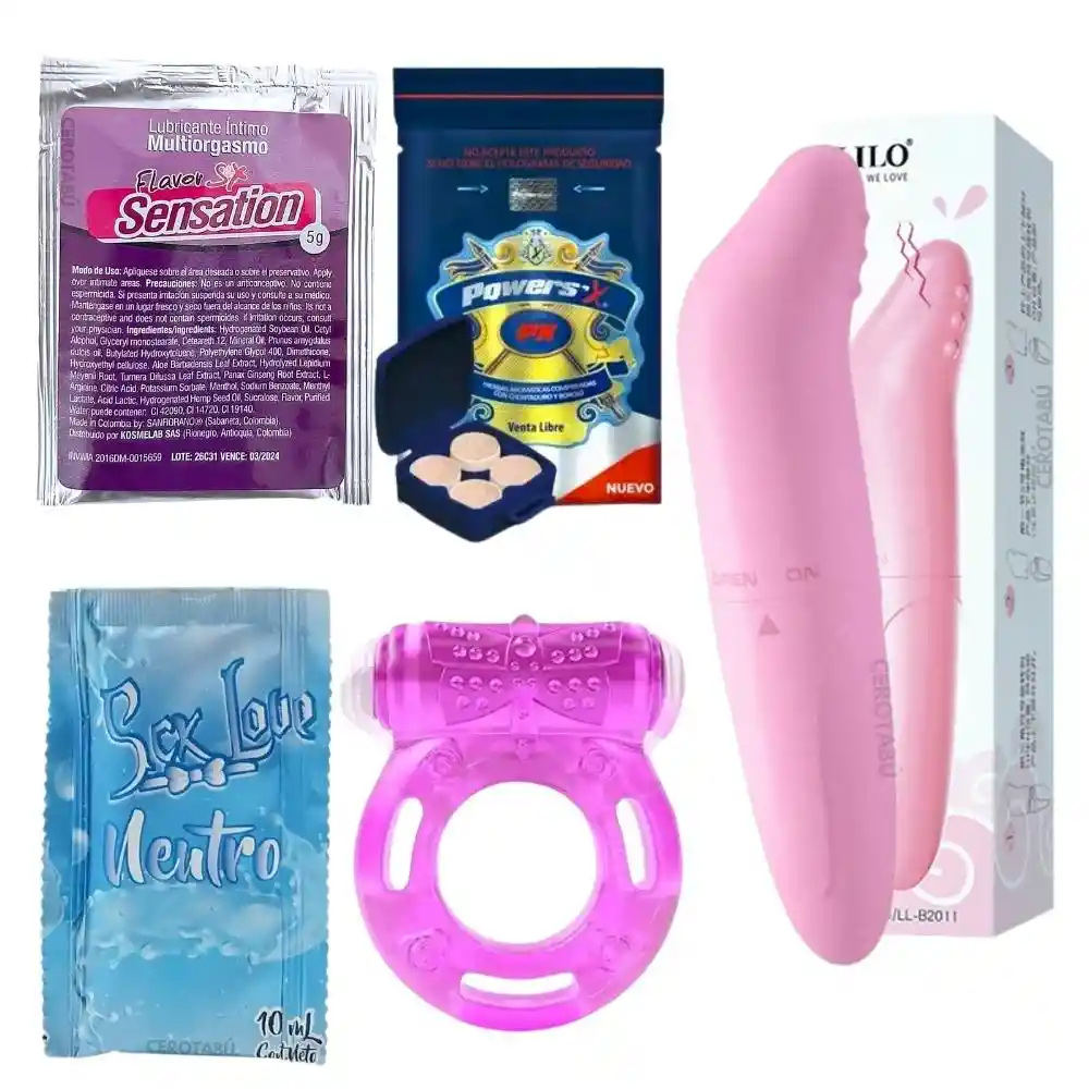 Kitsexual Vibrador + Lubricante + Anillo+ Potenciador+ Multi